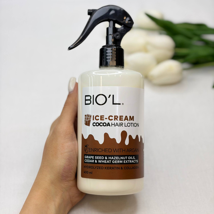بستنی و لوسیون مناسب موهای آسیب دیده (بدون آبکشی)بیول Biol رایحه شکلاتی400میل