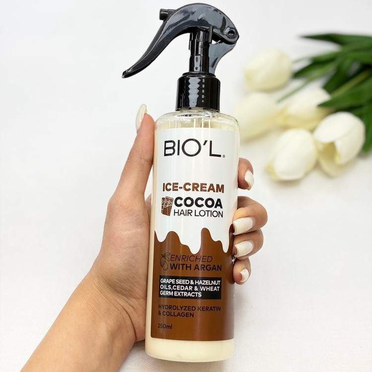 بستنی و لوسیون مناسب موهای آسیب دیده بیول biol (بدون ابکشی)رایحه شکلاتی250 میل