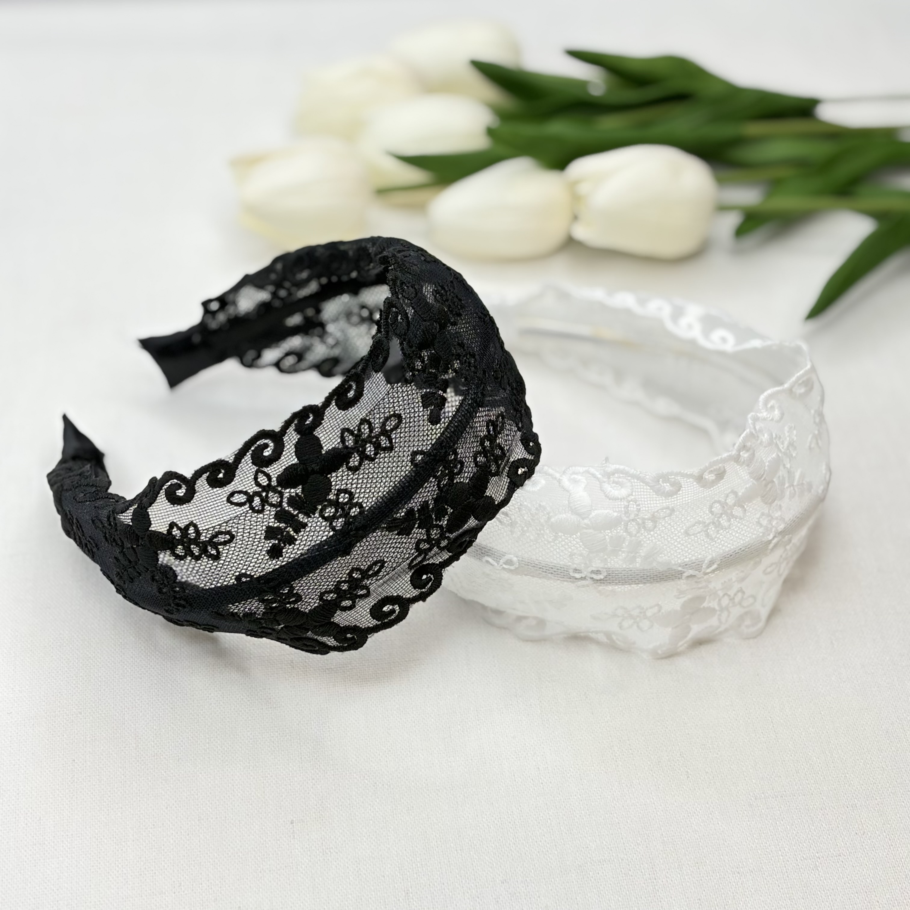 تل مو دانتل حریر وارداتی طرح برگ7cm