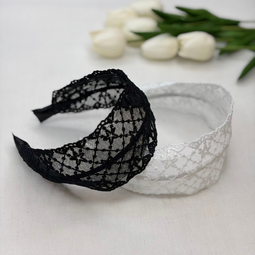 تل مو دانتل طررح گل و خط مورب وارداتی7cm