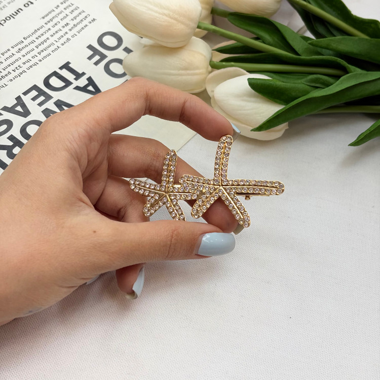 گیره موفلزی طرح ستاره دریایی نگیندار مناسب پشت وکنار مو7cm