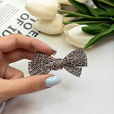 گیره مو کلیپس فرانسوی فلزی رنگ ثابت برند زایا فول نگین ذغالی6/5cm