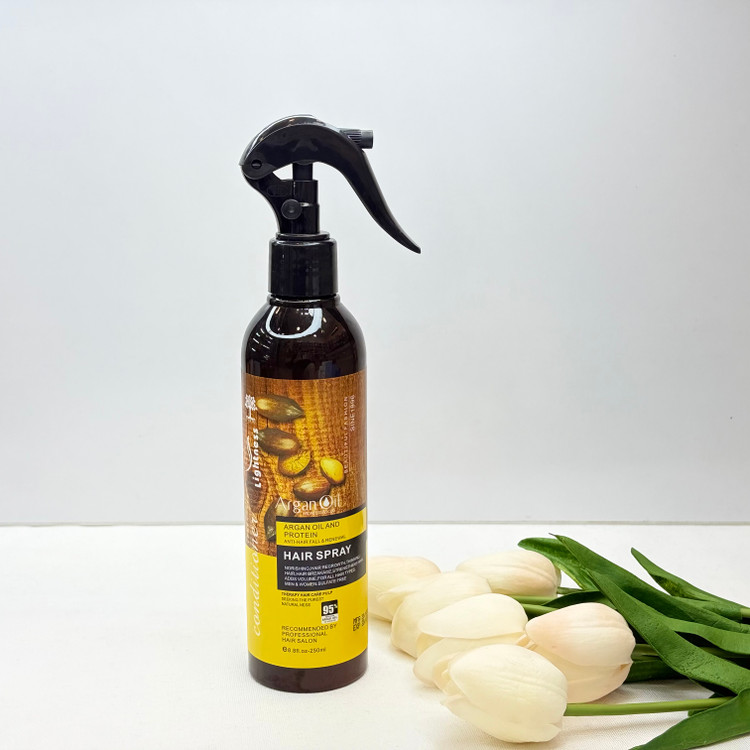 اسپری دوفاز اصلی مو حاوی روغن آرگان حجم ۲۵۰ میلی لیتر آبرسان تقویت کننده براق کننده ضد وز و محافظت از مو در برابر حرارت