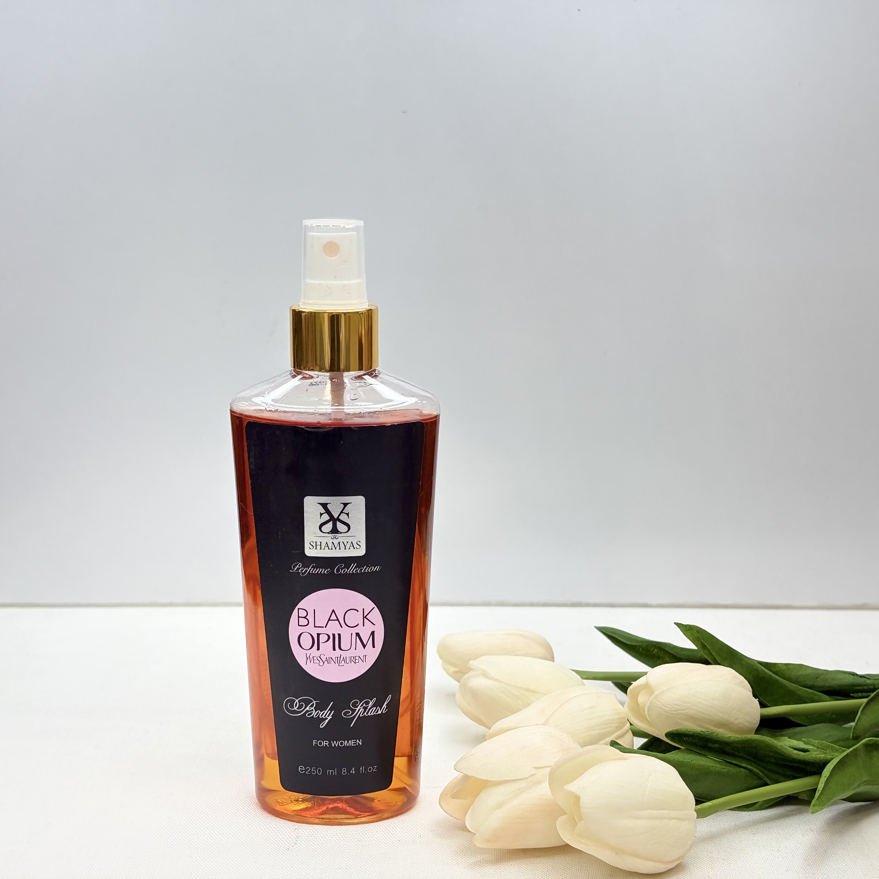 بادی اسپلش ادکلنی رایحه بلک اوپیوم ysl black opiumشمیاس250 ml