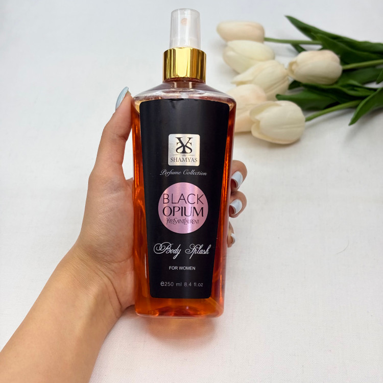 بادی اسپلش ادکلنی رایحه بلک اوپیوم ysl black opiumشمیاس250 ml