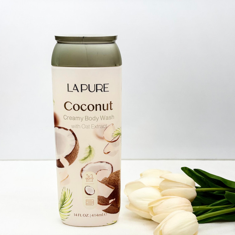 شامپو بدن کرمی رایحه نارگیل coconut و حاوی عصاره جو دوسر LAPURE لپیور ۴۱۴میل