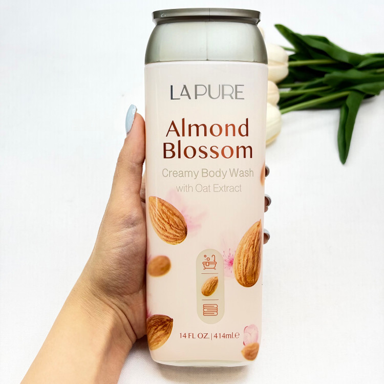 شامپو بدن کرمی آبرسان رایحه Almond Blossom شکوفه بادام و حاوی عصاره جو دوسر LAPURE لپیور ۴۱۴میل