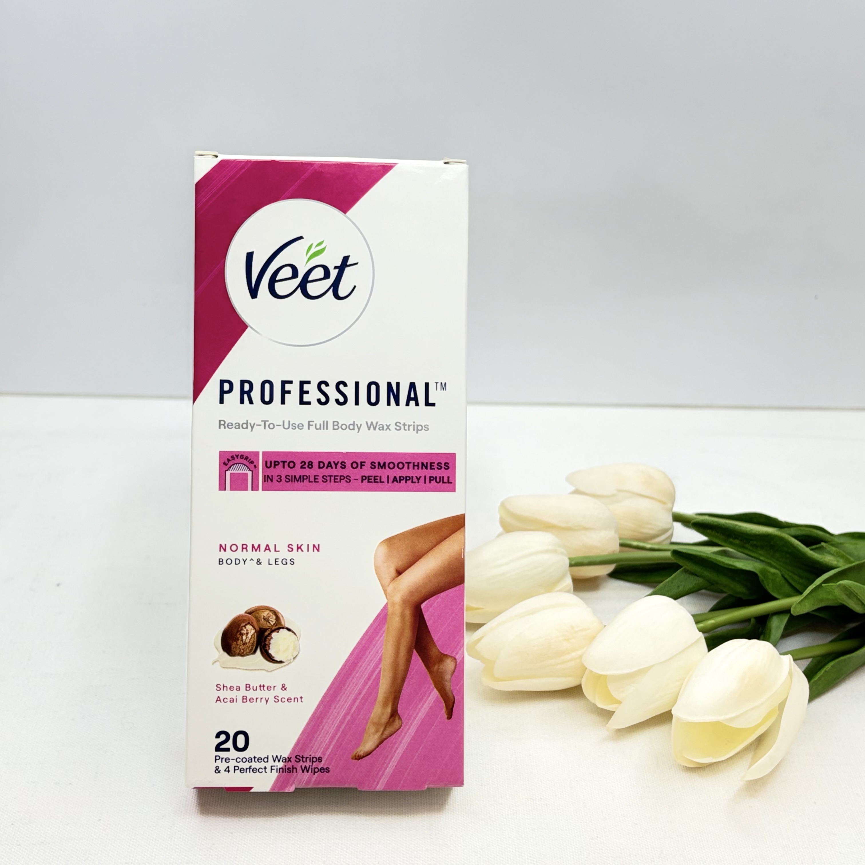 نوار مو بر ویت Veet مدل Professional مناسب پوست معمولی بسته 20 عددی همراه با پد روغن ضدالتهاب