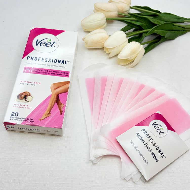 نوار مو بر ویت Veet مدل Professional مناسب پوست معمولی بسته 20 عددی همراه با پد روغن ضدالتهاب