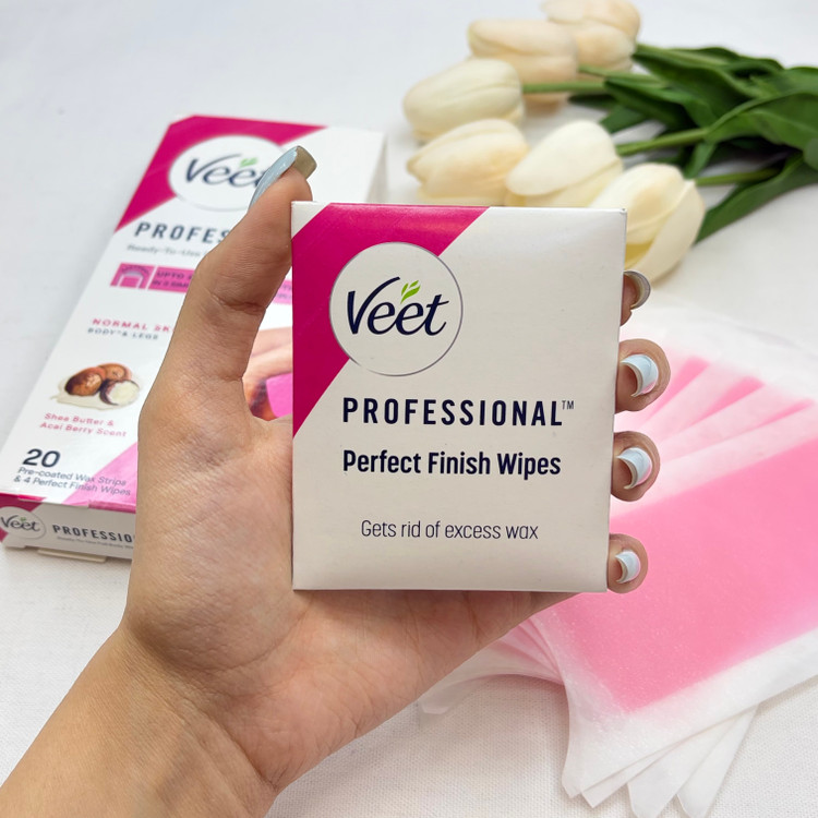نوار مو بر ویت Veet مدل Professional مناسب پوست معمولی بسته 20 عددی همراه با پد روغن ضدالتهاب