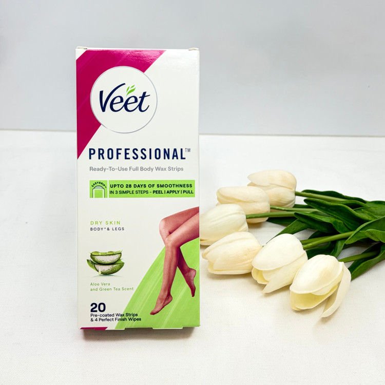 نوار مو بر ویت Veet مدل Professional مناسب پوست های خشک بسته 20 عددی همراه با پد روغن ضدالتهاب