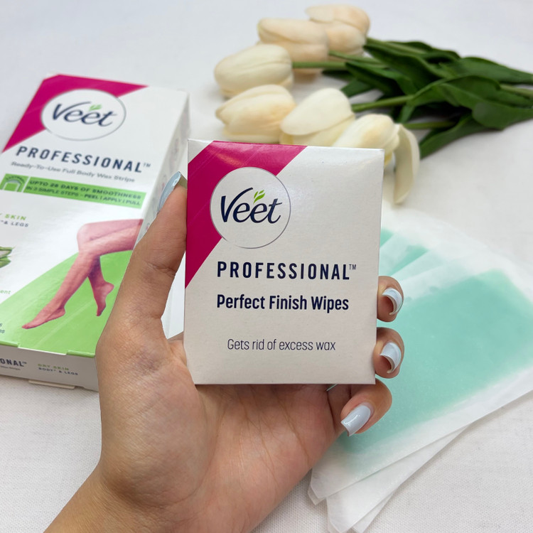 نوار مو بر ویت Veet مدل Professional مناسب پوست های خشک بسته 20 عددی همراه با پد روغن ضدالتهاب
