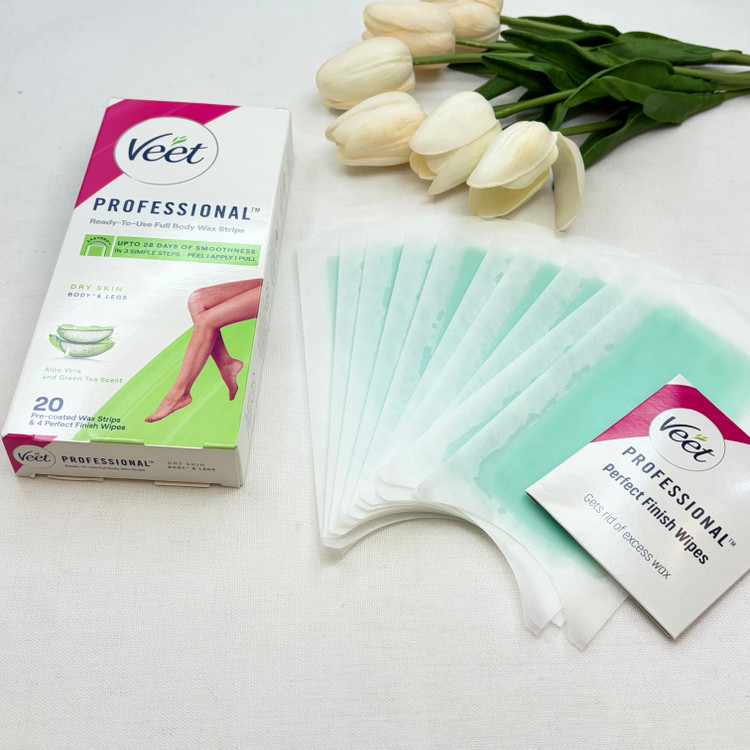 نوار مو بر ویت Veet مدل Professional مناسب پوست های خشک بسته 20 عددی همراه با پد روغن ضدالتهاب