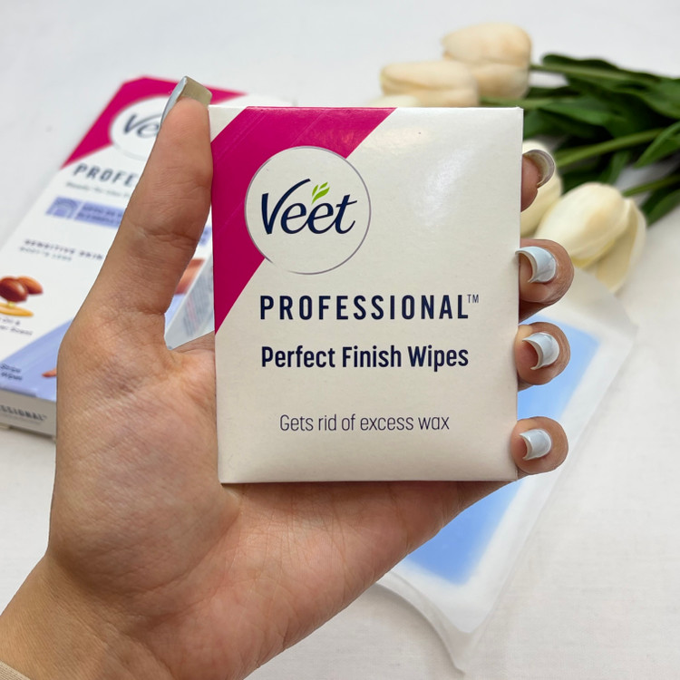 نوار مو بر ویت Veet مدل Professional مناسب پوست های حساس بسته 20 عددی همراه با پد روغن ضدالتهاب