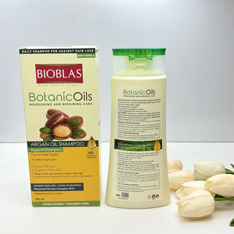 شامپو آرگان مدل Botanic Oils کاهش ریزش مو بدون پارابن و فتلات حاوی روغن ارگان و روغن زیتون ارگانیک تنظیم ph مو مناسب برای انواع مو بدون ایجاد حساسیت با تاثیرگذاری سریع