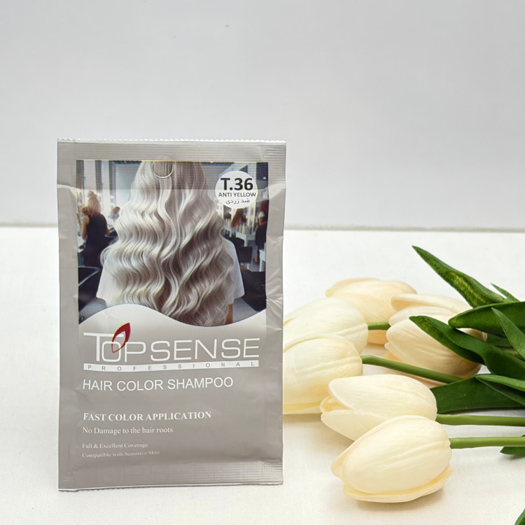 شامپو رنگ مو ژله ای ساشه ای ضد زردی شماره T.۳۶ تاپ سنس TOP SENSE حجم ۳۰میل