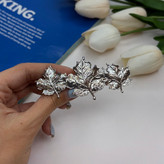 کلیپس فرانسوی فلزی طرح برگ درخت افرا رنگ نقره ای8/5cm