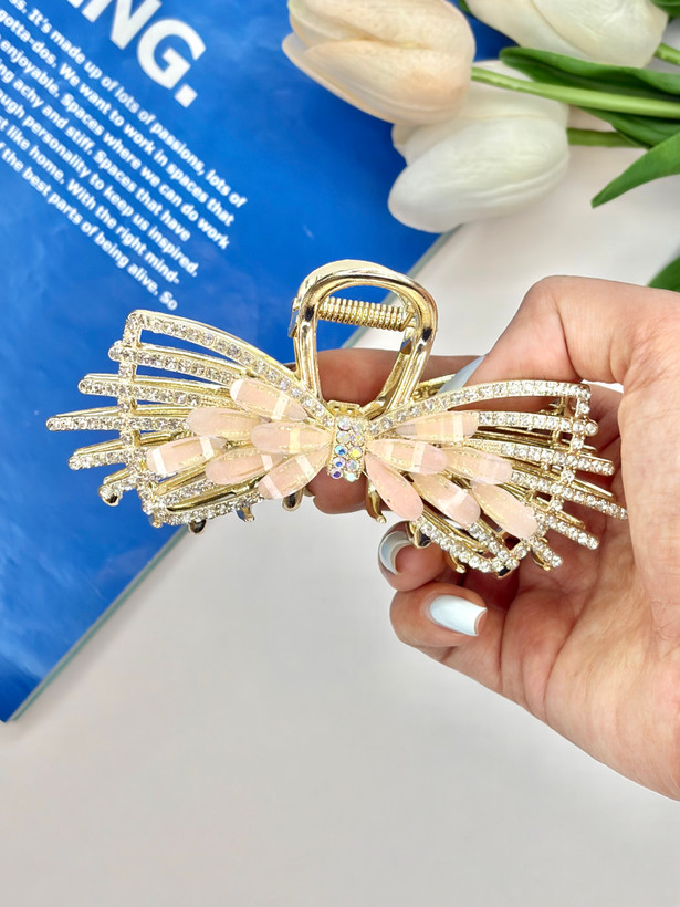 کلیپس فلزی فول نگین و کریستال سایز بزرگ 10.5cm