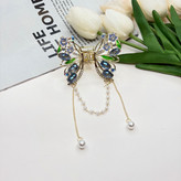 کلیپس فلزی آویزدار طرح پروانه آبی کریستالی مناسب کامل و نیمه باز بستن مو7cm
