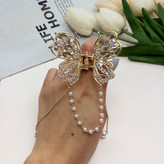 کلیپس فلزی نگین کریستال آویزداربا کیفیت عالی وارداتی طرح پروانه8.5cm