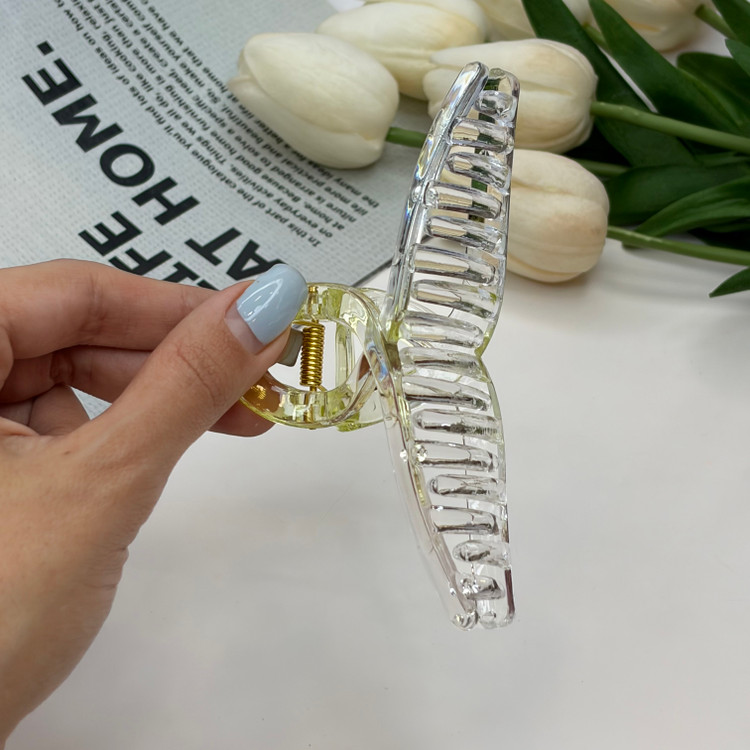 کلیپس براق شیشه ای طرح پاپیون خطی دو رنگ آبرنگی با کیفیت عالی نشکن برند بوفینی۱۰cm