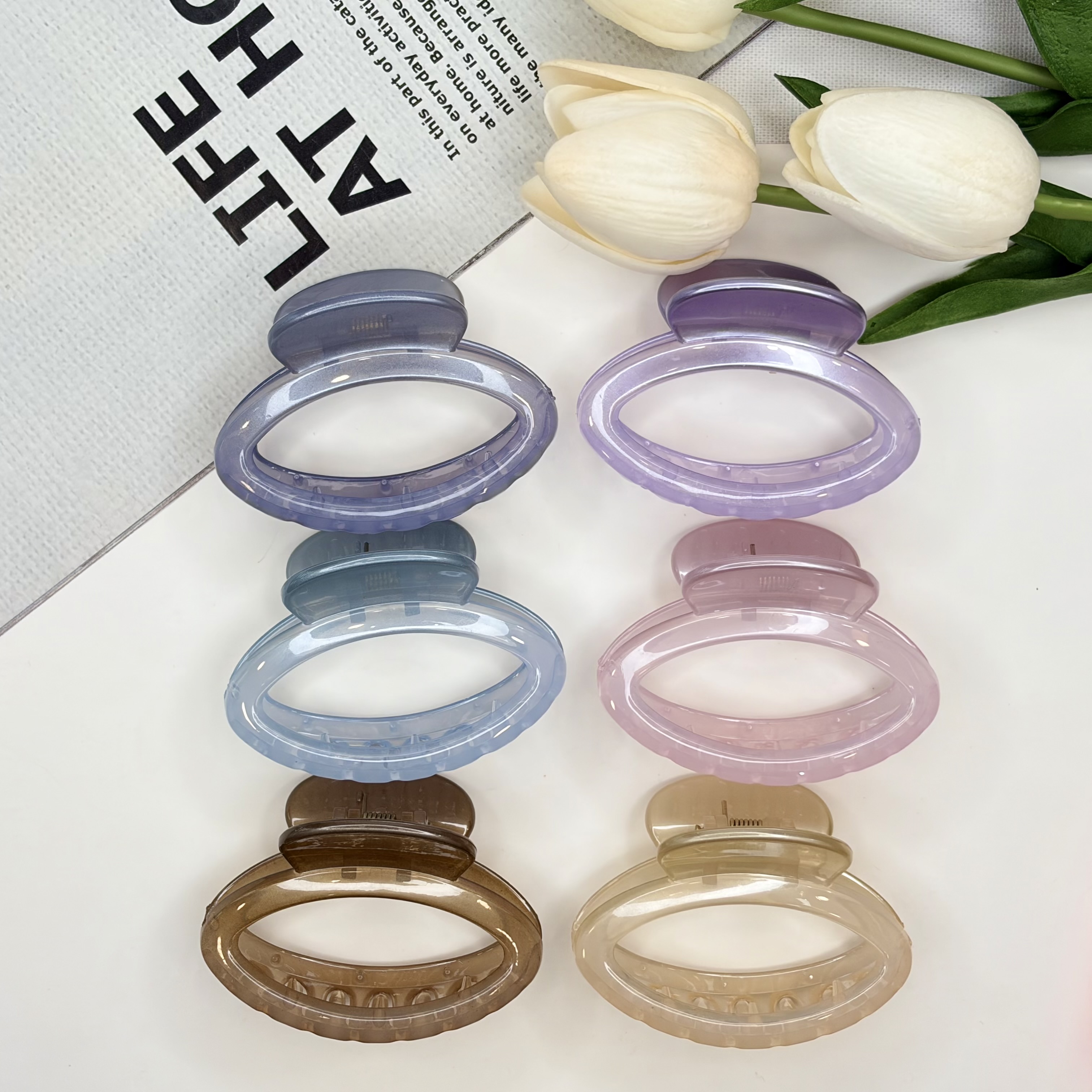 کلیپس طرح بیضی بوفینی نیمه مات توخالی نشکن   6cm