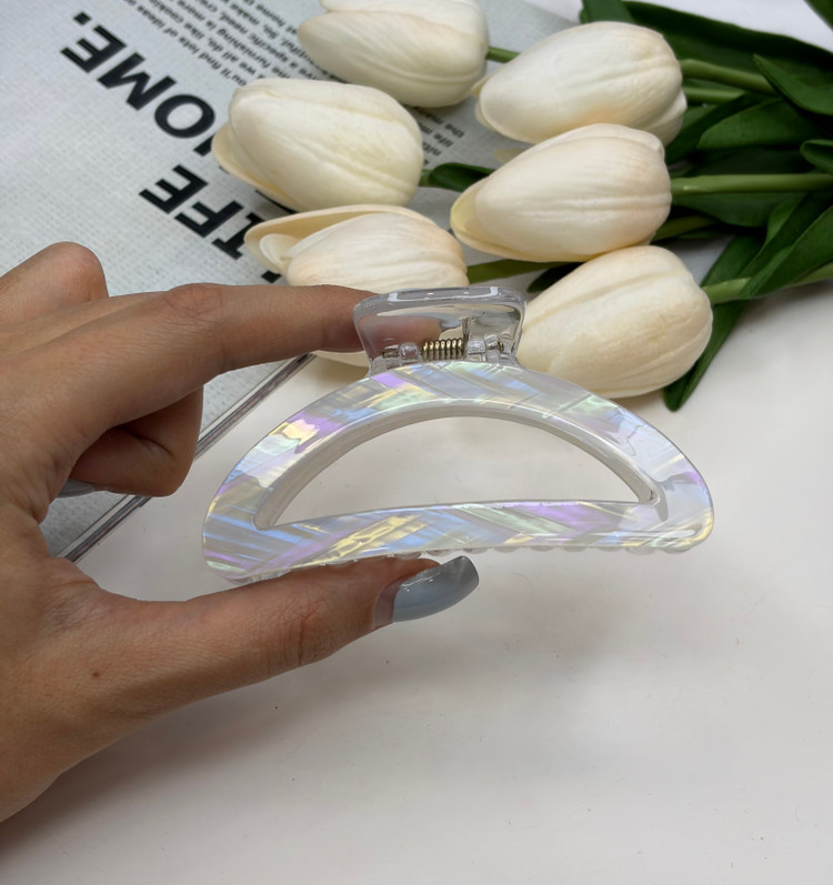 کلیپس نیم دایره ماربل براق صدفی دوتکه وارداتی با کیفیت سایز 8CM