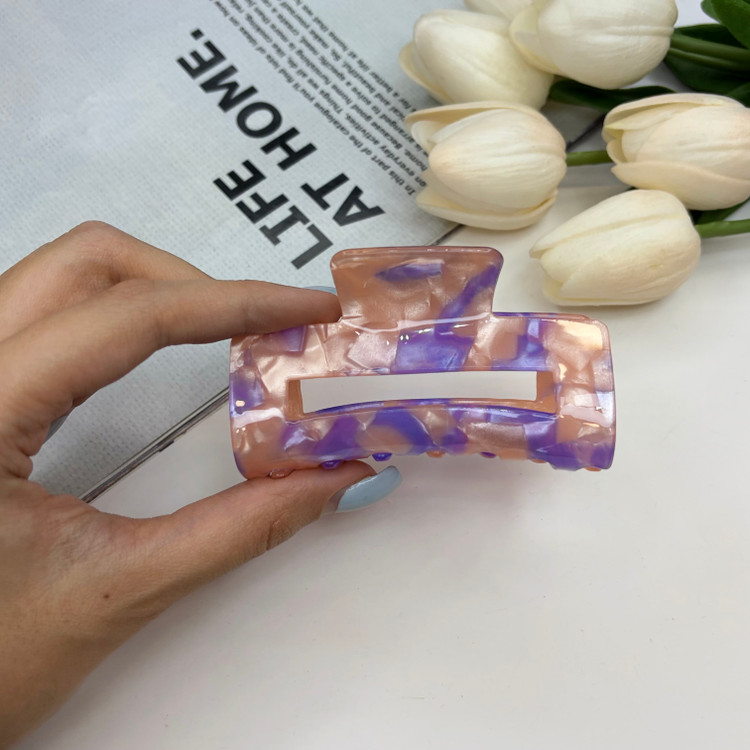کلیپس مستطیل هلالی طرح دار ماربل صدفی نشکن 8cm