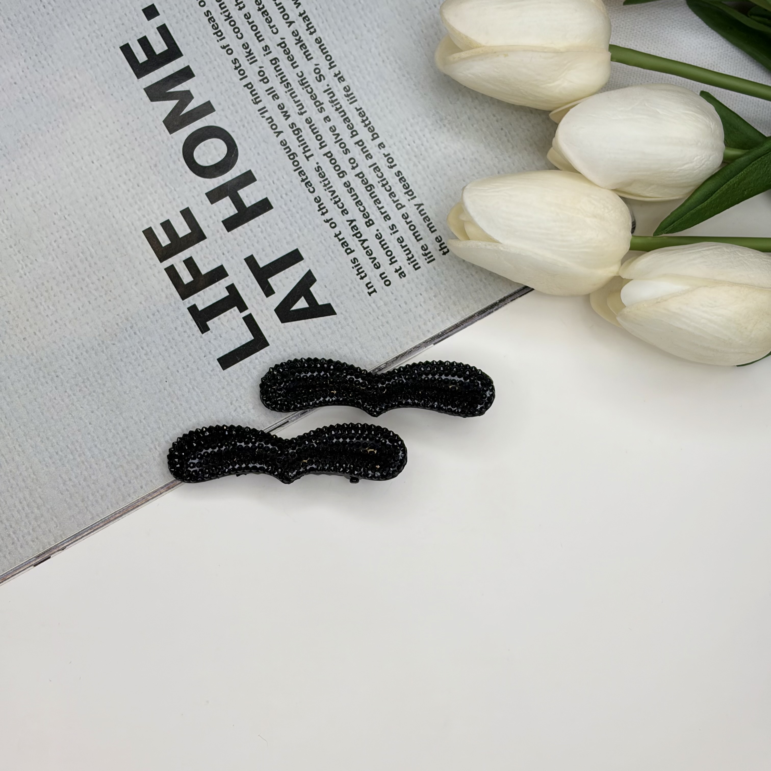 گیره مو انبری طرح قلب مشکی6cm