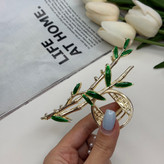 کلیپس فلزی میناکاری وارداتی طرح شاخ و برگ بامبو آویزدار سایز بزرگ12cm
