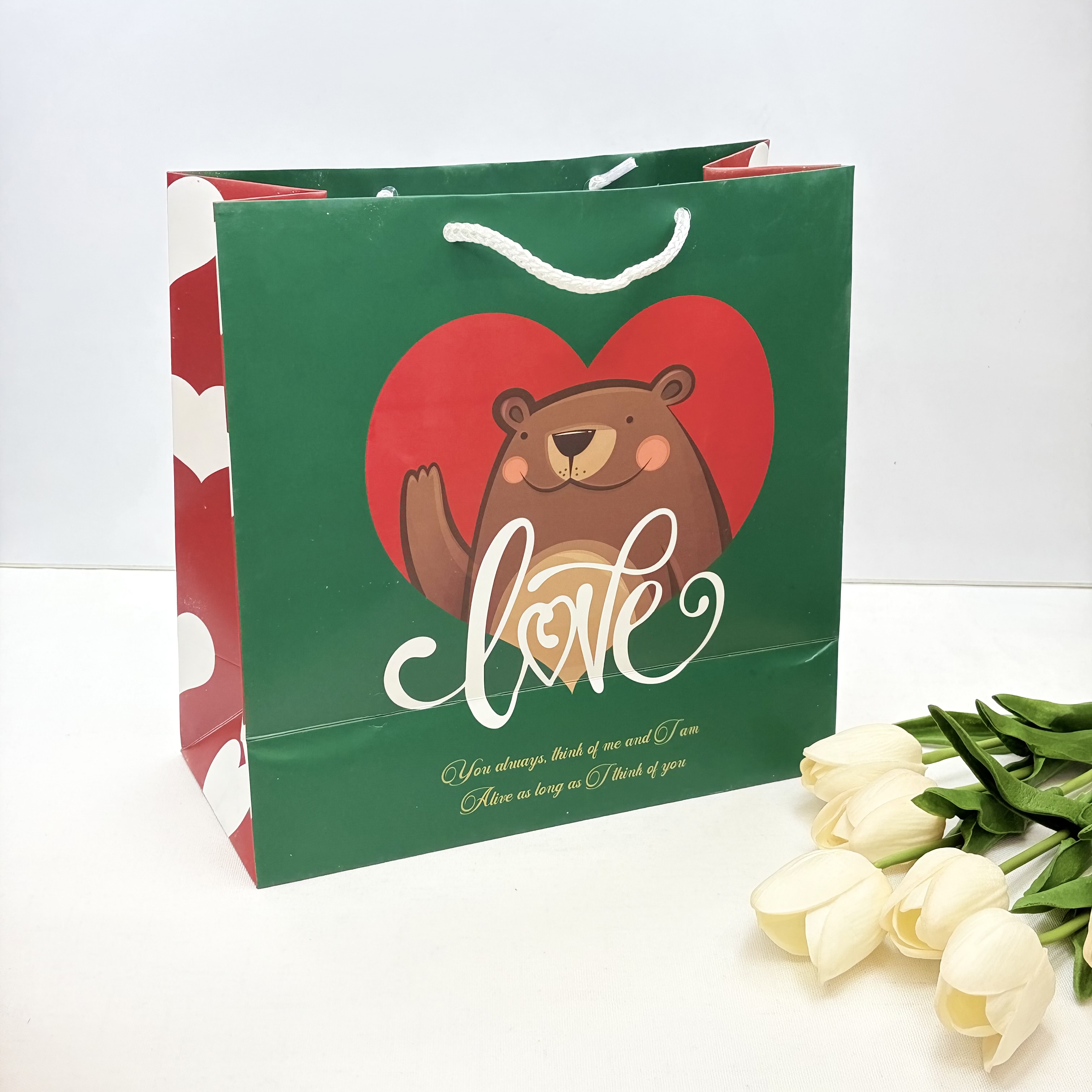بگ شاپ بگ کادویی طرح خرس و Love سبز