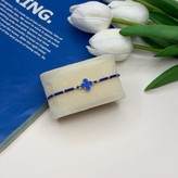 دستبند آبی کاربنی ونکلیف صدفی منجوق میوکی فری سایز گره کشویی نخی