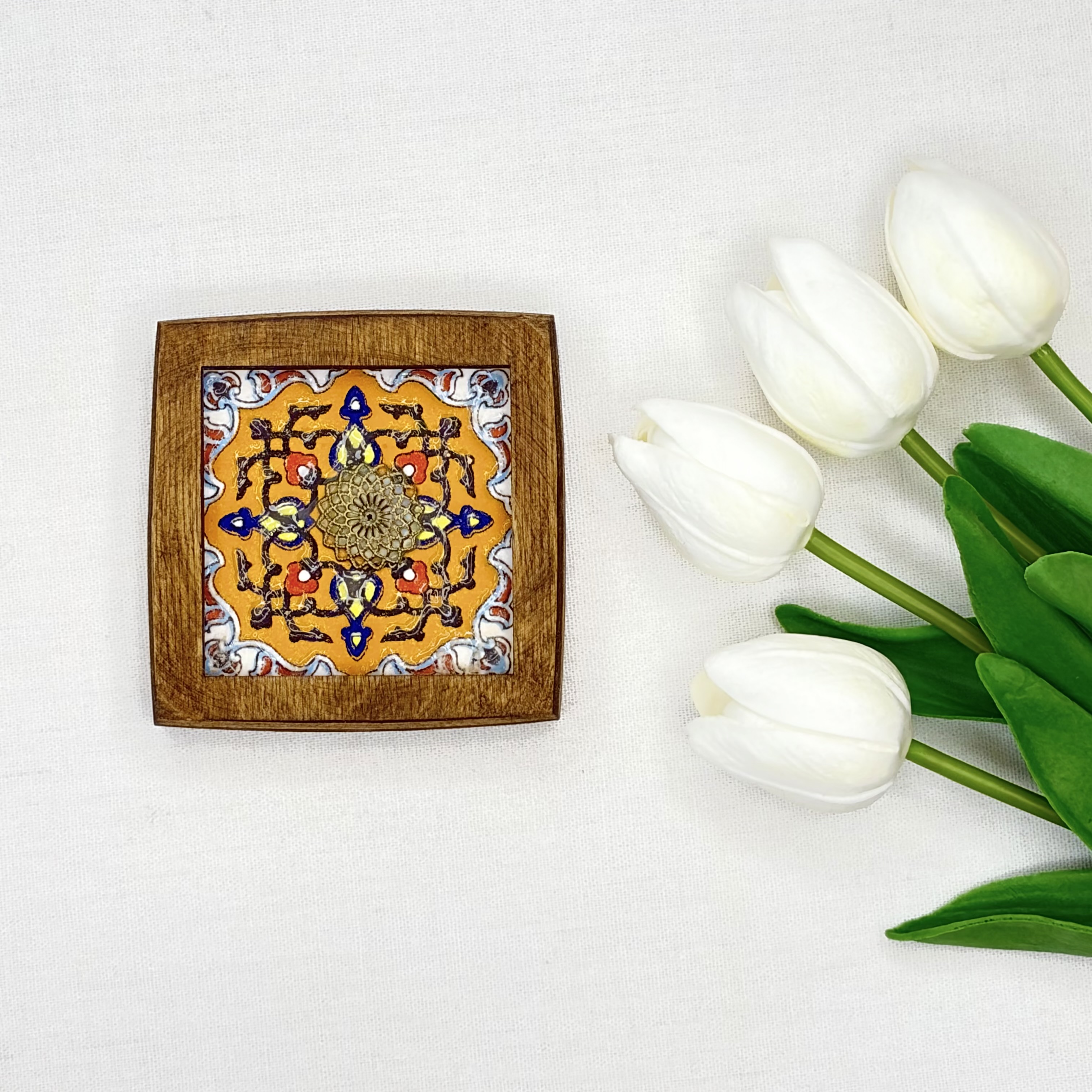 جاعودی طرح دار مربعی چوب و سرامیک