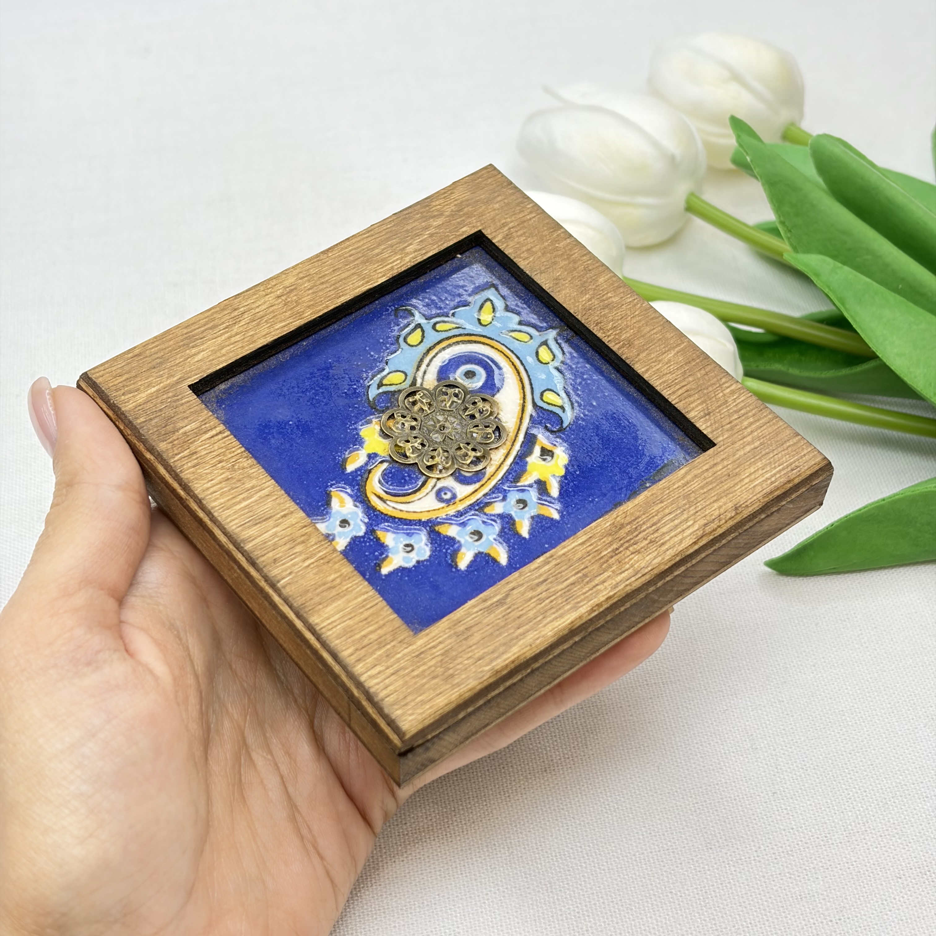 جاعودی چوبی سرامیکی با طرح چشم زخم