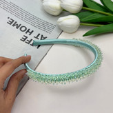 تل سر ساتن کریستال بافت رنگبندی تناژ سبز 1cm