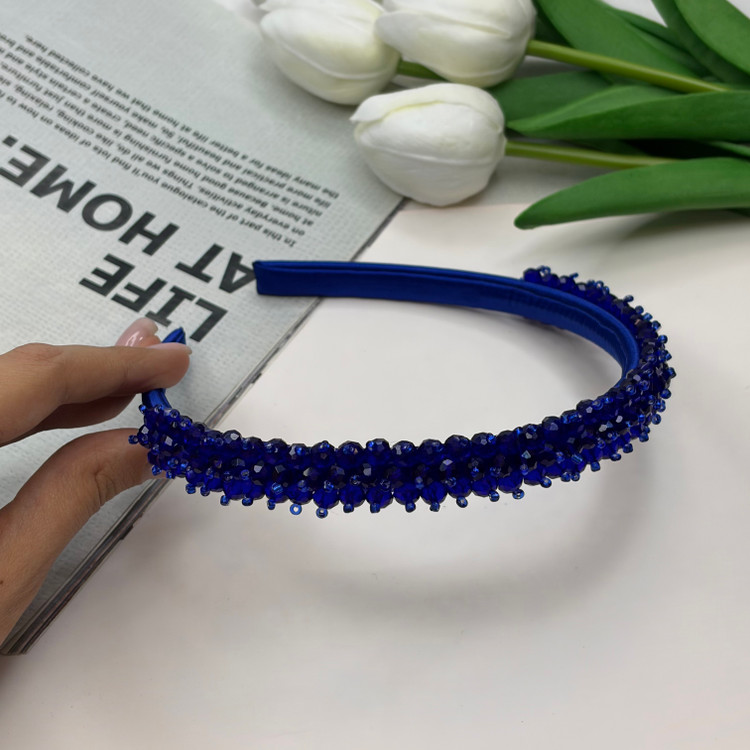 تل سر ساتن کریستال بافت رنگبندی تناژ آبی طوسی1cm