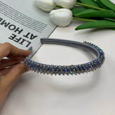 تل سر ساتن کریستال بافت رنگبندی تناژ آبی طوسی1cm