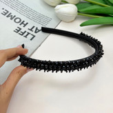 تل سر ساتن کریستال بافت رنگبندی قرمز مشکی1cm