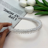 تل سر ساتن کریستال بافت رنگبندی سفید و نباتی 1cm