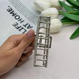 کلیپس فلزی نقره ای مستطیلی فول نگین مروارید سایز بزرگ10cm