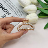 کلیپس فلزی نیم دایره فول نگین مروارید سایز کوچک4.5cm
