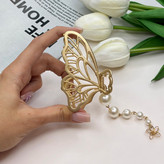 کلیپس فلزی آویزدار مروارید طرح پروانه نیمه رنگ مات7cm
