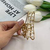 کلیپس فلزی نیم دایره دوگل آویزدار و نگین رنگ مات8cm