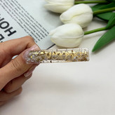 گیره مو انبری رزینی فلزی ورق طلا شیشه ای طلایی نقره ای 6.5cm