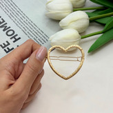 گیره مو فلزی تراش دار طلایی سنجاق قفلی طرح قلب6.5cm