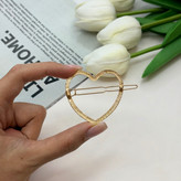 گیره مو فلزی تراش دار طلایی سنجاق قفلی طرح قلب6.5cm