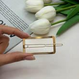 گیره مو طرح مستطیل فلزی طلایی براق سنجاق قفلی6cm