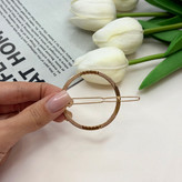 گیره مو طرح دایره فلزی طلایی براق سنجاق قفلی 6cm