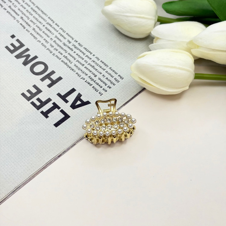 کلیپس فلزی طرح اشک فول نگین ومرواریدسایز3.5CM