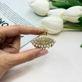 کلیپس فلزی طرح اشک فول نگین ومرواریدسایز3.5CM